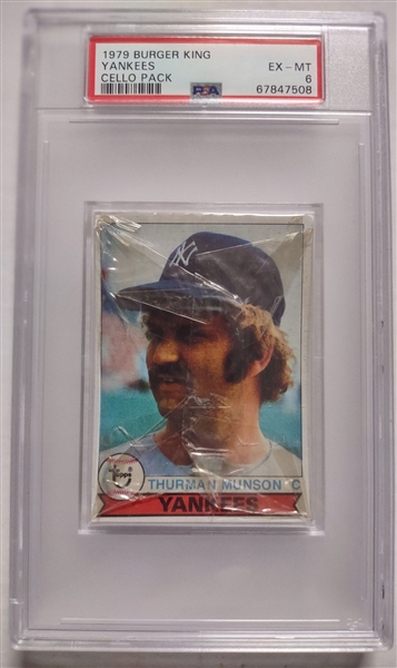 1979 Burger King Yankees Cello Pack PSA 6 (Thurman Munson on top)