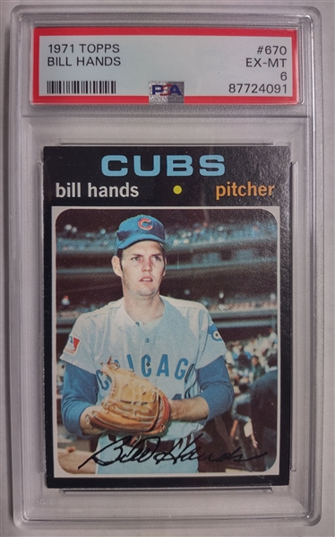 1971 Topps #670 Bill Hands PSA 6 (EX-MT)