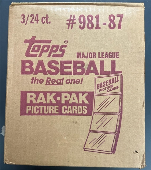 1987 Topps Baseball Cards Rack Pack (Rak-Pak) Sealed Case 