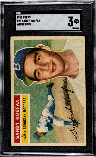 1956 Topps Sandy Koufax #79 SGC 3 White Back