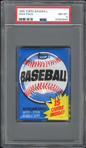 1980 Topps Baseball Unopened Wax Pack PSA 8