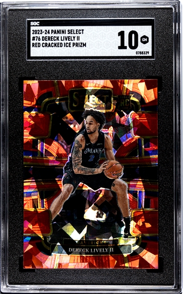 2023-24 Panini Select #76 Dereck Lively II Red Cracked Ice Prizm SGC 10 Gem Mint