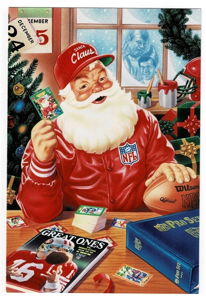 1989 Pro Set Football Santa Claus Greeting Card Dealer Promo