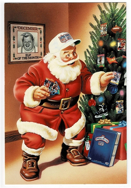 1990 Pro Set Football Santa Claus Greeting Card Dealer Promo