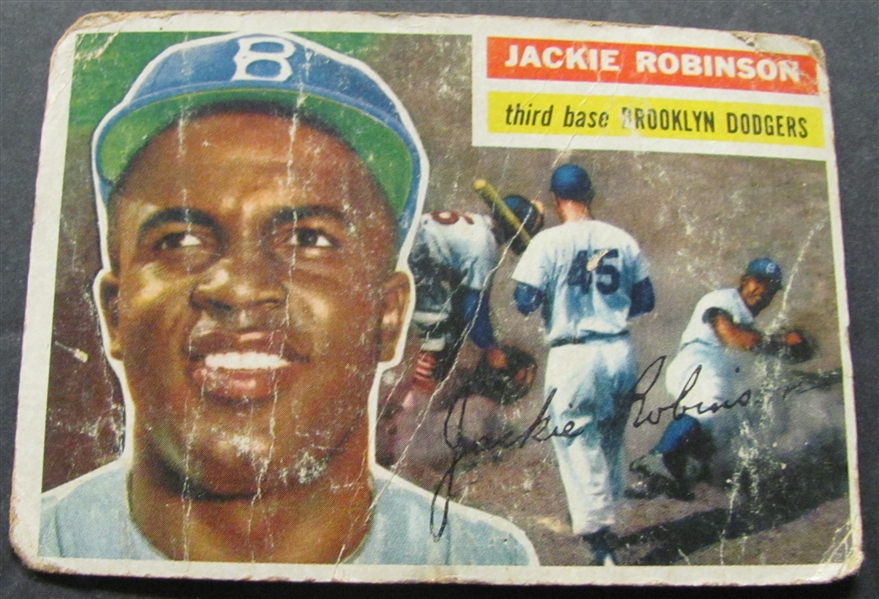 1956 Topps Jackie Robinson Baseball Card LOW GRADE (CREASED)