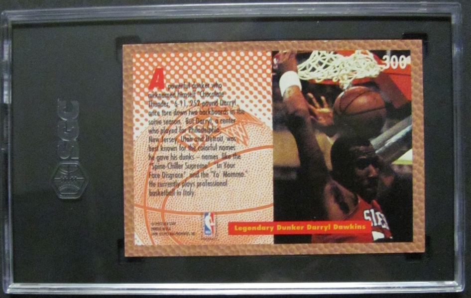 1992-93 Fleer Basketball Slam Dunk Autographed Darryl Dawkins Card #300 SGC 8