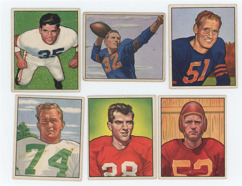 Lot of 10 1950 Bowman Philadelphia Eagles Football Cards with Steve van Buren and Pete Pihos