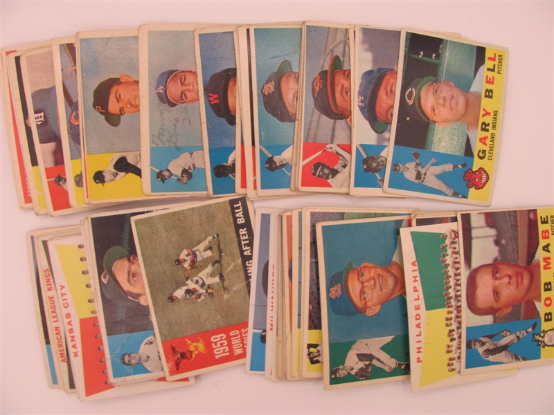 1960 Topps 45-card lot including HOF Nellie Fox, Jim Kaat rookie, and Casey Stengel (LOW GRADE)