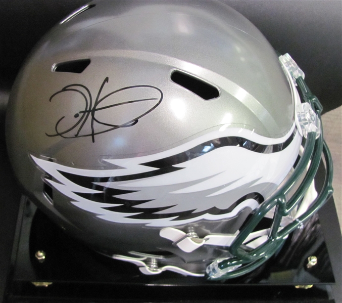 Jalen Hurts Signed Full Sized Replica Silver Football Helmet JSA Certified