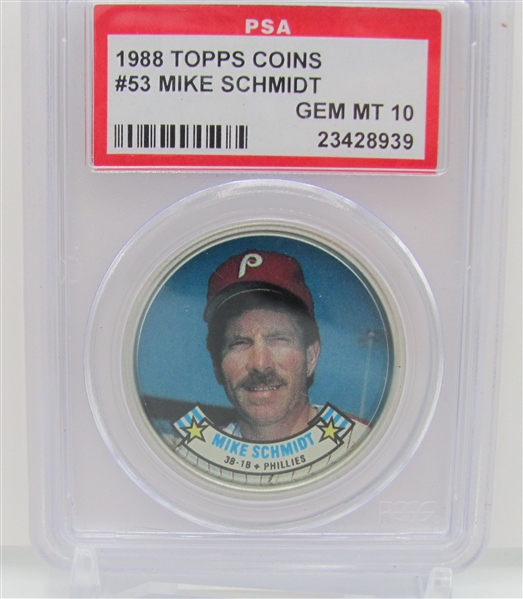 1988 Topps Coins #53 Mike Schmidt PSA 10 Gem Mint