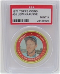 1971 Topps Coins #20 Lew Krausse PSA 9 Mint