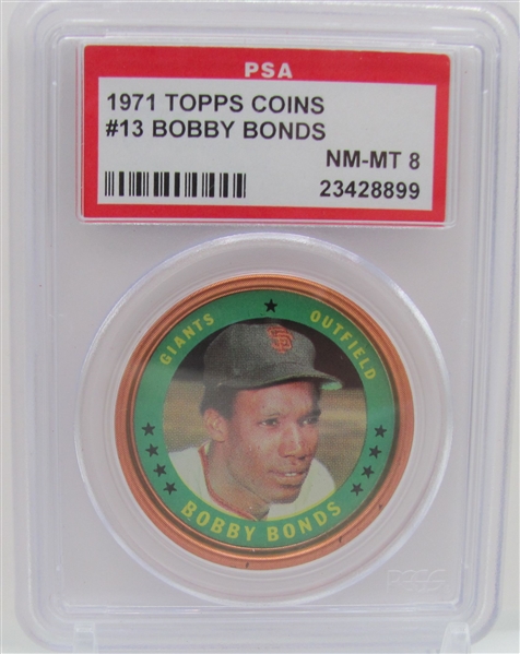 1971 Topps Coins #13 Bobby Bonds PSA 8