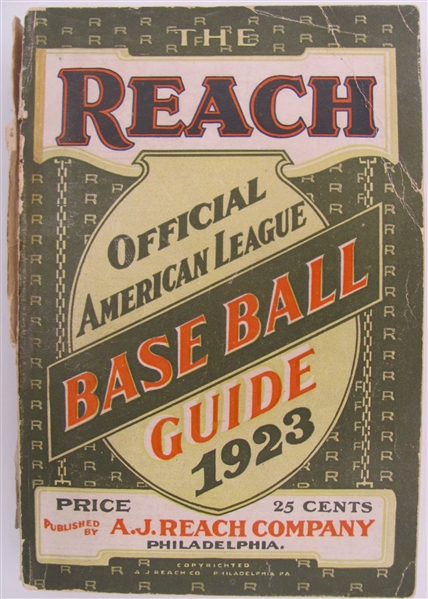 1923 Reachs Official American League Baseball Guide