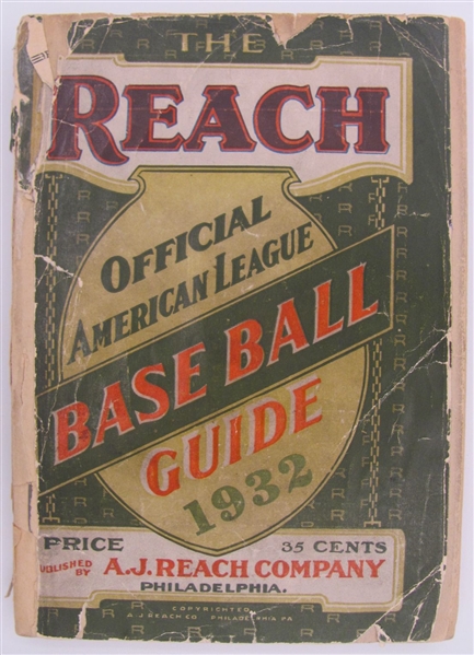 1932 Reachs Official American League Baseball Guide