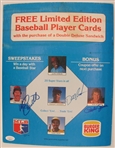 1986 Burger King Autographed Baseball Card Promotional Display Mike Schmidt, Pete Rose and Dwight Gooden JSA