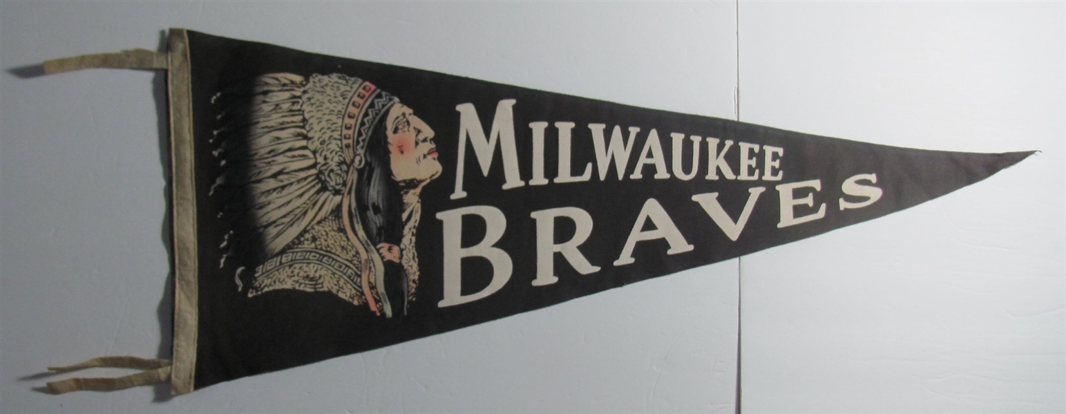 1950-60s Milwaukee Braves Pennant 30 Inches