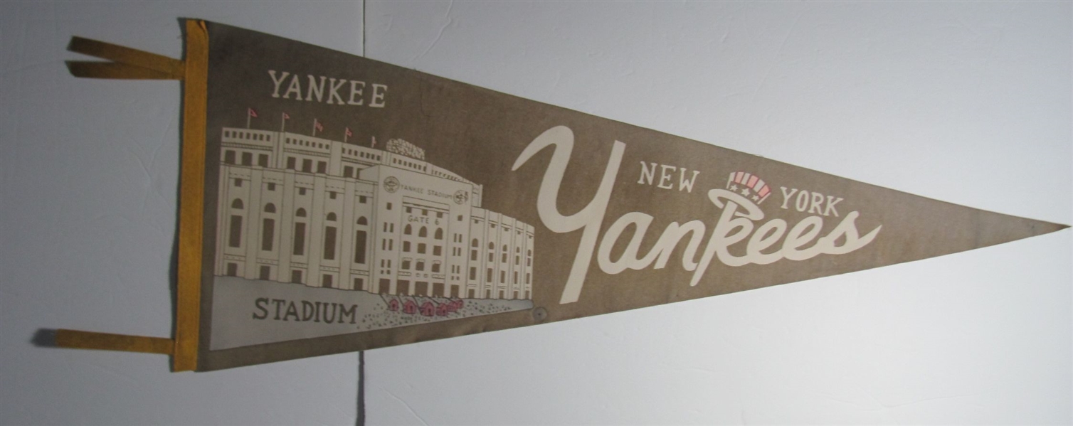 1950-60s New York Yankees Pennant Yankee Stadium 30 Inches