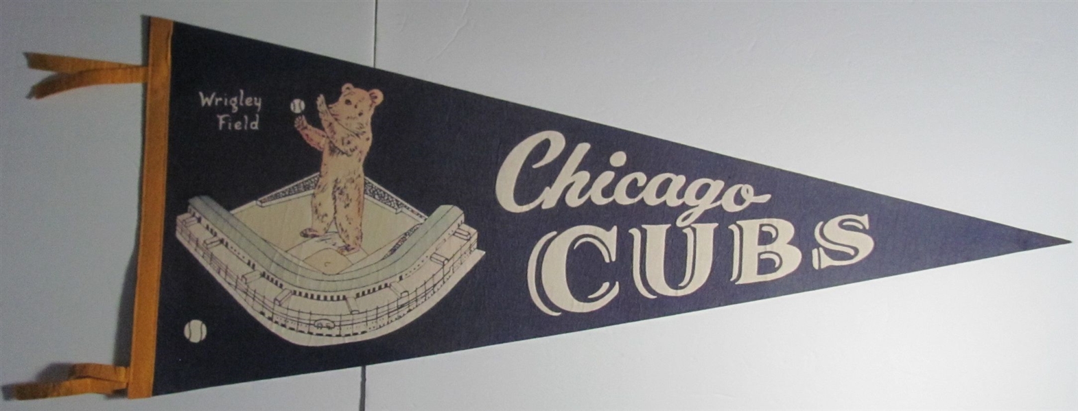 1950-60s Chicago Cubs Wrigley Field Pennant 30 Inches