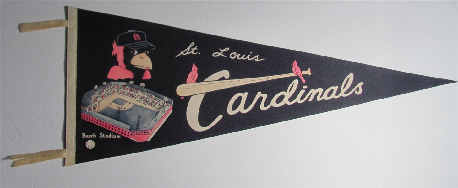 1950-60s St. Louis Cardinals Pennant Busch Stadium 30 Inches