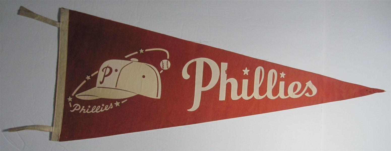 1950-60s Philadelphia Phillies Pennant 30 Inches