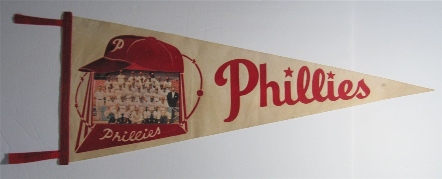 1960 Philadelphia Phillies Team Photo Pennant Robin Roberts 30 Inches