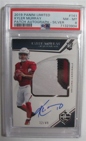 2019 Panini Limited Kyler Murray Patch Autograph Silver #141 32/49 PSA 8 NM-MT 