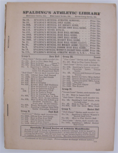 1922 Spaldings Official Baseball Guide