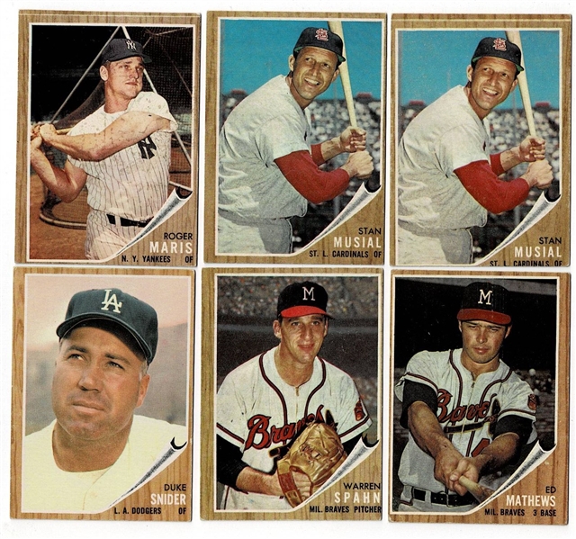 Lot of 553 1962 Topps Baseball Cards #1-521