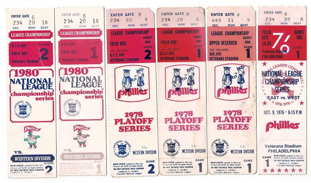 Lot of 32 Philadelphia Phillies Tickets 1976-2004 World Series and NLCS