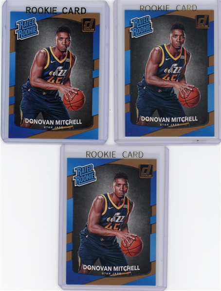 Panini Donruss Donovan Mitchell 3 Card Lot 2017-18 Rated Rookie NM-MT