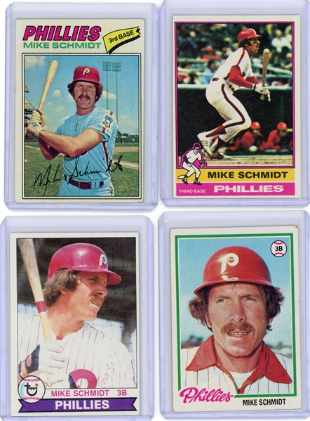 Lot of 9 Topps Mike Schmidt Baseball Cards 1976-1980 VG-EX to EX-MT