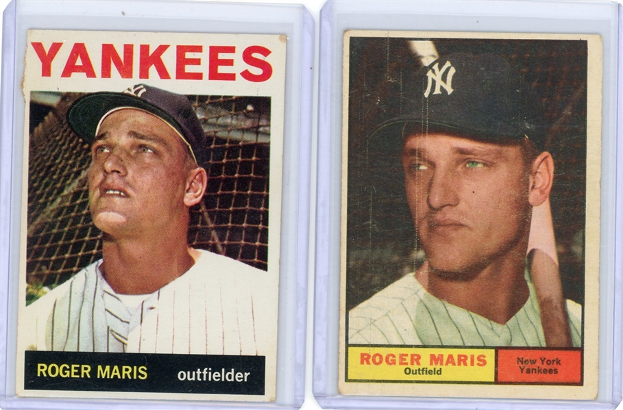 Lot of 2 Roger Maris Topps Baseball Cards 1961 & 1964 VG