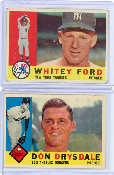 1960 Topps Lot Whitey Ford, Don Drysdale