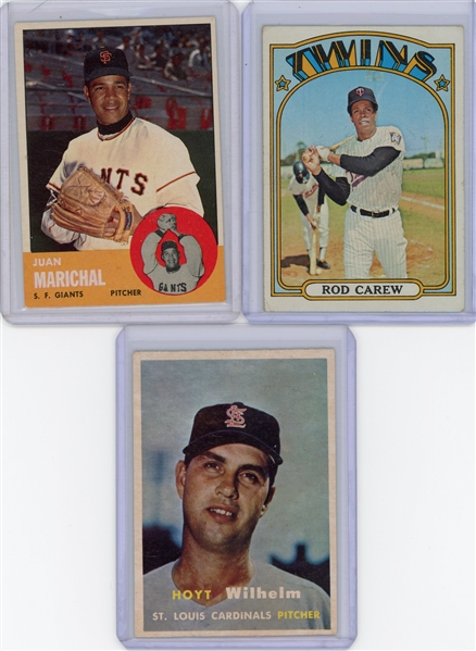 Baseball Star Lot 1972 Topps Rod Carew, 1963 Topps Juan Marichal