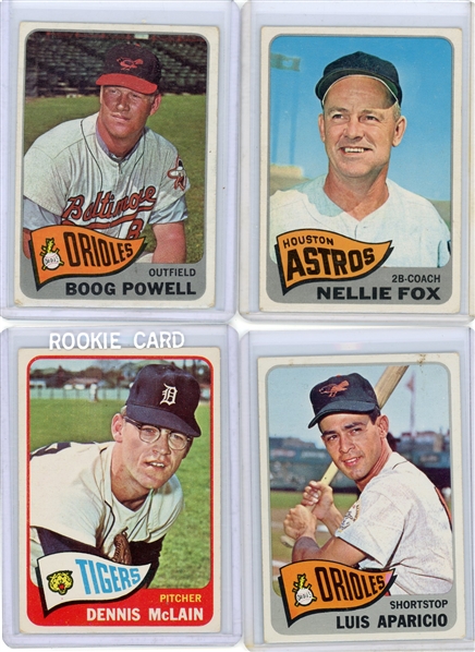 1965 Topps Baseball 4 Card Lot Nellie Fos, Boog Powell, Luis Aparicio, Denny McLain