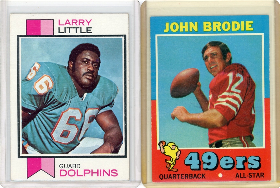 1971 Topps John Brodie #100 & 1973 Topps Larry Little #440