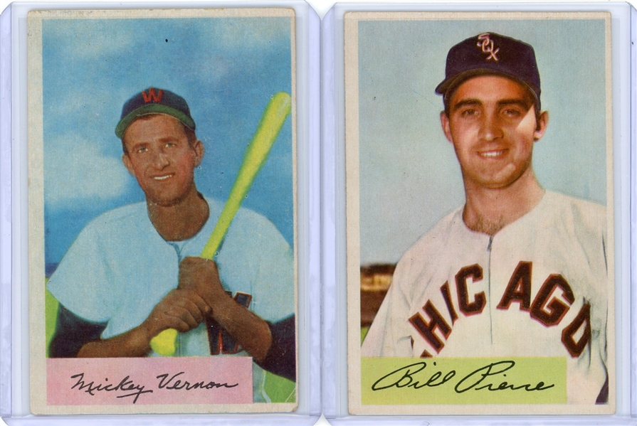 1954 Bowman 2 Card Lot Billy Pierce, Mickey Vernon