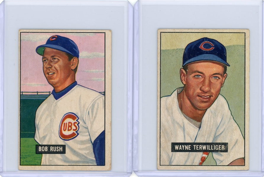 1951 Bowman 2 Card Lot Wayne Terwilliger & Bob Rush