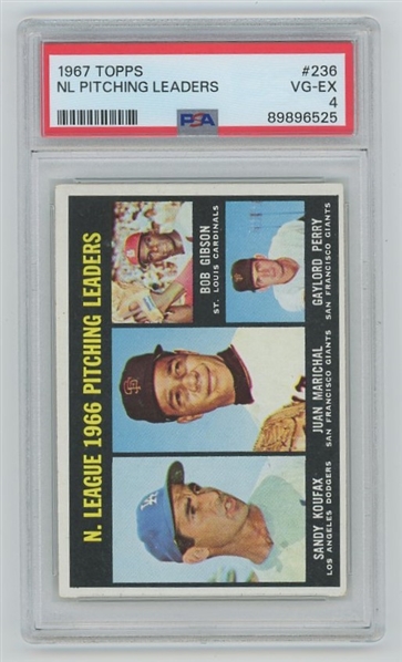 1967 Topps NL Pitching Leaders #236 PSA 4 VG-EX