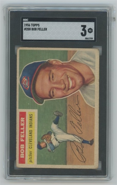 1956 Topps Bob Feller #200 SGC 3 VG Gray Back