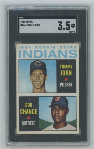 1964 Topps Tommy John #146 SGC 3.5 VG+ Rookie