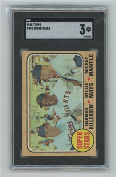 1968 Topps Superstars #490 Mickey Mantle, Willie Mays, Harmon Killebrew