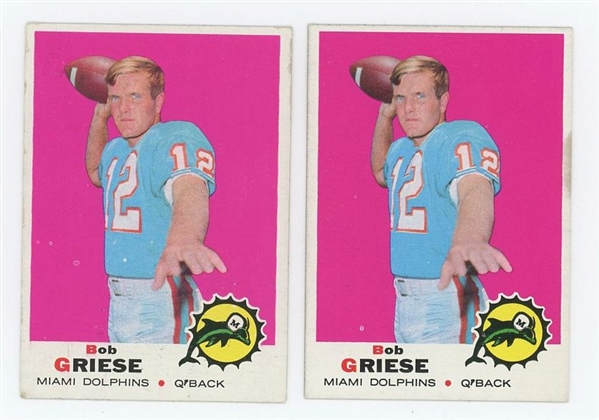 Lot of 2 1969 Bob Griese Topps Football Cards #161