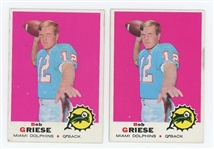 Lot of 2 1969 Bob Griese Topps Football Cards #161