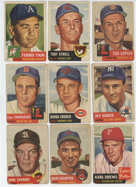 1953 Topps Low Grade Starter Set 25/274 w/ HOF Hoyt Wilhelm