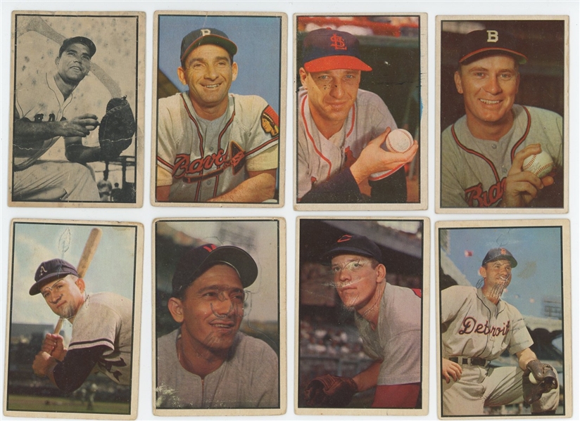 1953 Bowman 11-card lot (including one Black and White) (LOW GRADE)