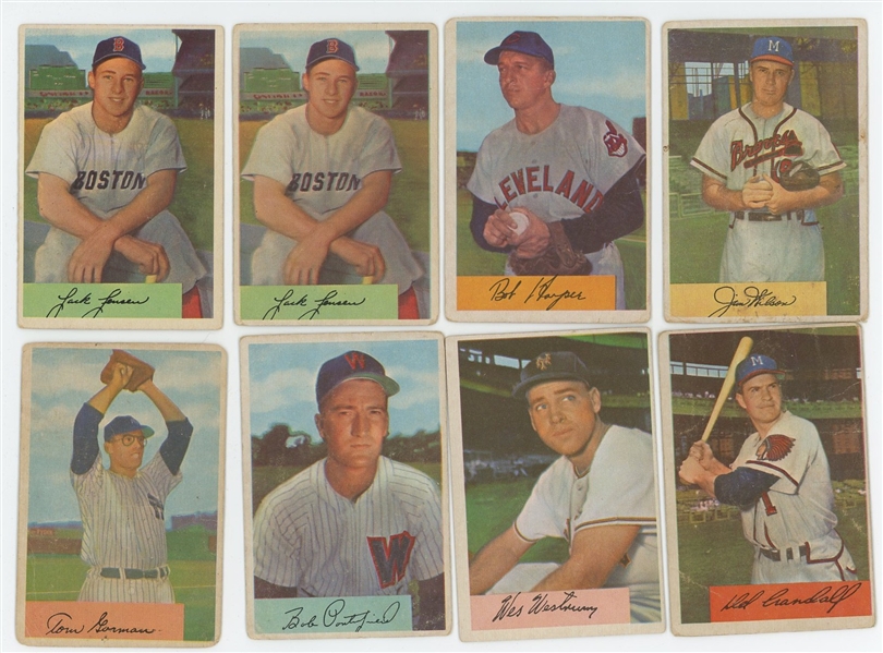 1954 Bowman 45-card lot (42 different) including HOF Larry Doby (LOW GRADE)