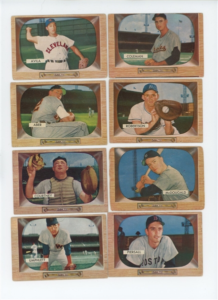 1955 Bowman 46-card lot (43 different) including Tommy Byrne high number #300 (LOW GRADE)