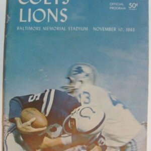 Detroit Lions at Baltimore Colts Program Nov 10, 1963