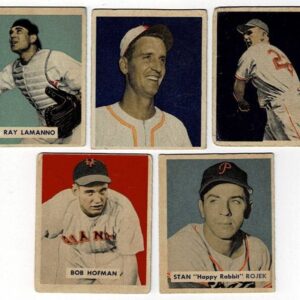 Lot of 5 1949 Bowman Baseball Cards